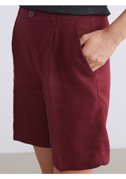 Yeni Sezon Loose Fit %100 Keten Kadın Pileli Şort modelleri