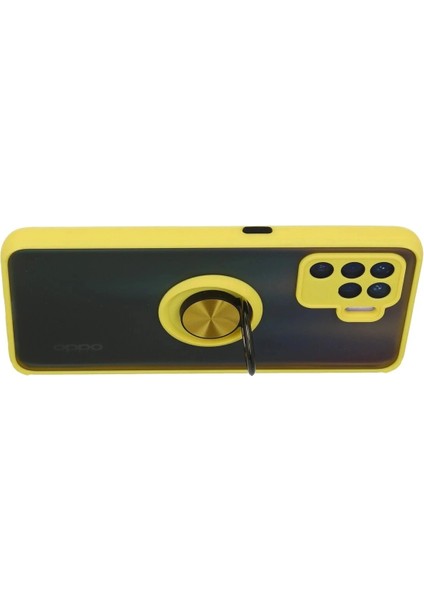 Oppo Reno 5 Lite Kılıf Montreal Yüzüklü Silikon Kapak - Sarı modelleri