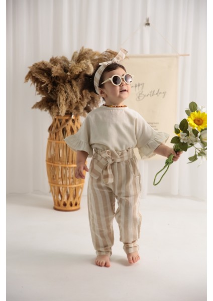 Roza Çocuk Keten Buluz Pantolon modelleri