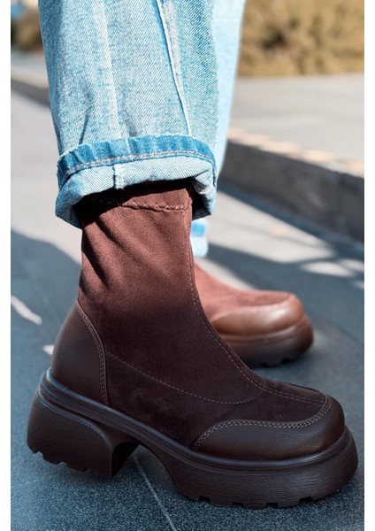 Gariel Kadın Kalın Taban Bot Acıkahve Süet