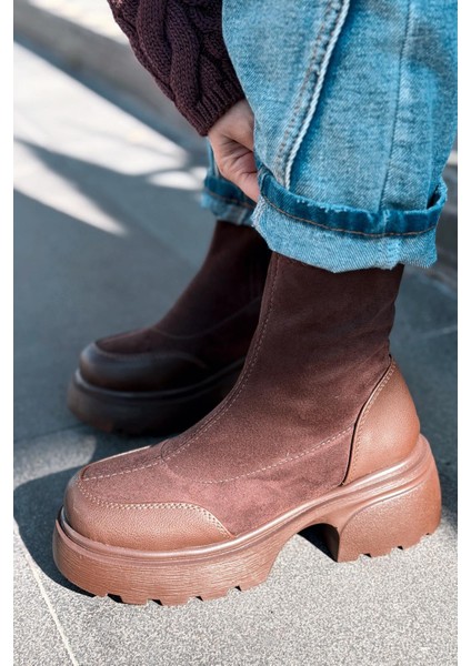 Gariel Kadın Kalın Taban Bot Acıkahve Süet modelleri