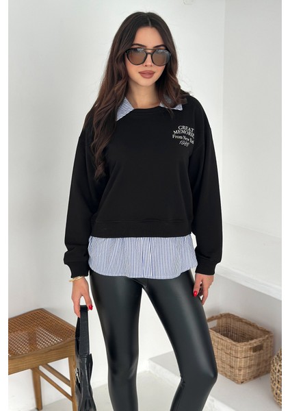 Kadın Gömlek Detaylı Baskılı Sweatshirt – Serene Layer fiyatları