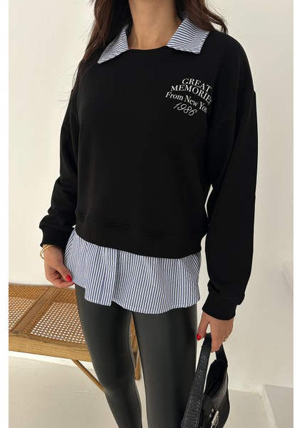 Kadın Gömlek Detaylı Baskılı Sweatshirt – Serene Layer modelleri