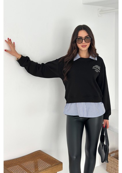 Kadın Gömlek Detaylı Baskılı Sweatshirt – Serene Layer indirimleri