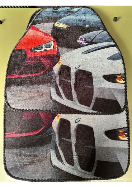 Kaymaz Tabanlı, Özel Dijital Baskılı Halı Dekor Paspas Seti- Oto Aksesuar