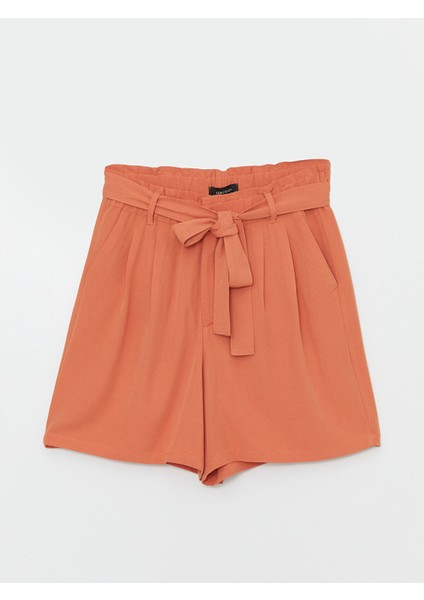 Yeni Sezon Beli Kemerli Keten Karışımlı Kadın Şort indirimleri
