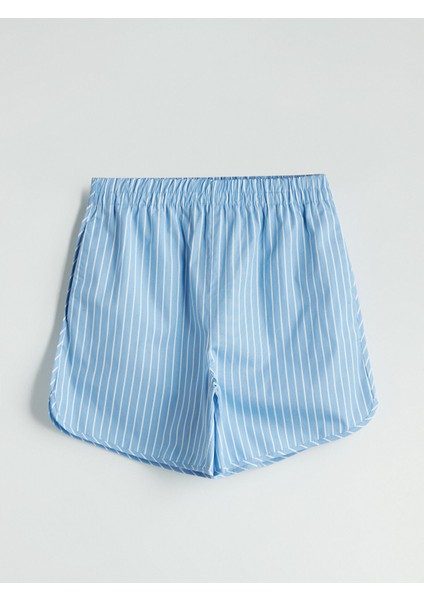 Yeni Sezon Beli Lastikli Çizgili Kadın Şort indirimleri