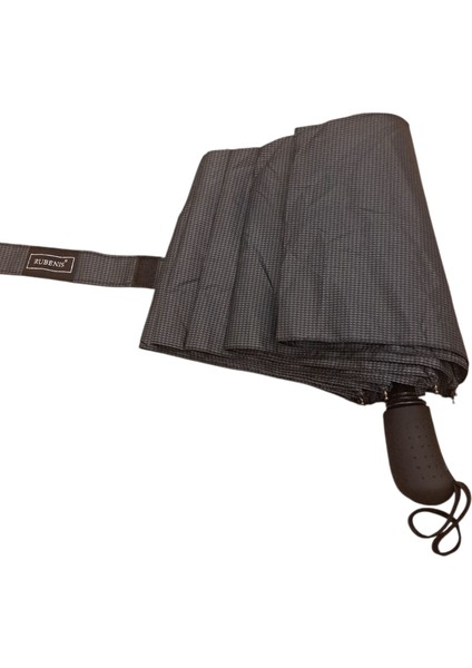 8 Tel Lüx Yarı Otomatik Ekose Desen Siyah Erkek Şemsiye