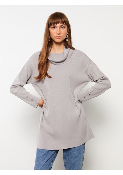 Yeni Sezon Dökümlü Yaka Düz Uzun Kollu Triko Kadın Tunik fiyatları