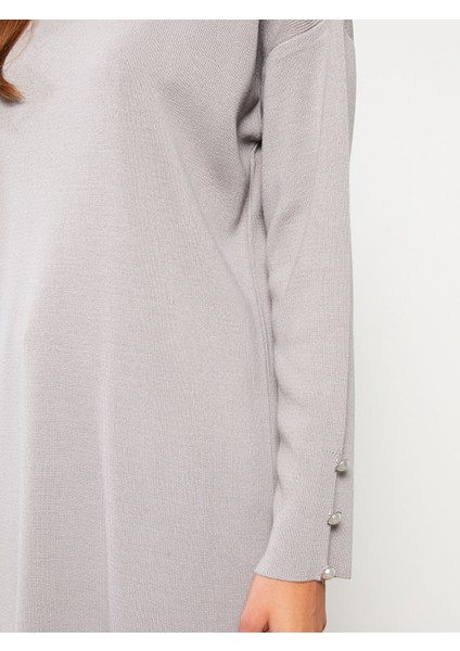 Yeni Sezon Dökümlü Yaka Düz Uzun Kollu Triko Kadın Tunik fırsatları