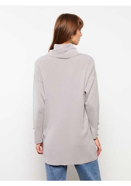 Yeni Sezon Dökümlü Yaka Düz Uzun Kollu Triko Kadın Tunik indirimleri