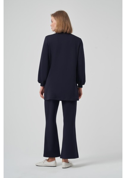 1024 Asimetrik Fermuar Detaylı Tunik Pantolon Takım fırsatları