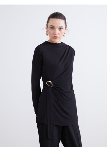 Yeni Sezon Bisiklet Yaka Büzgülü Kadın Tunik