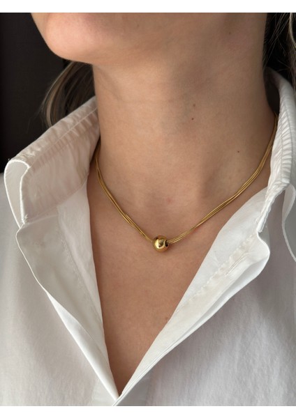 Lucky B Çelik Çoklu Zincirli Top Kolye