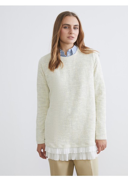 Yeni Sezon Bisiklet Yaka Dokulu Kadın Tunik