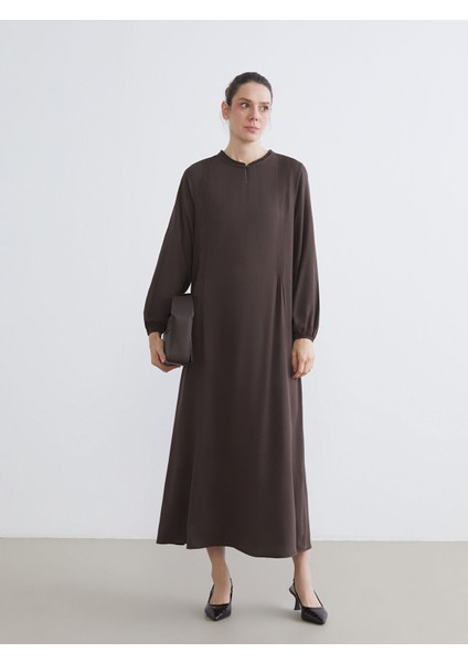 Yeni Sezon Fırfırlı Bisiklet Yaka Pile Detaylı Elbise