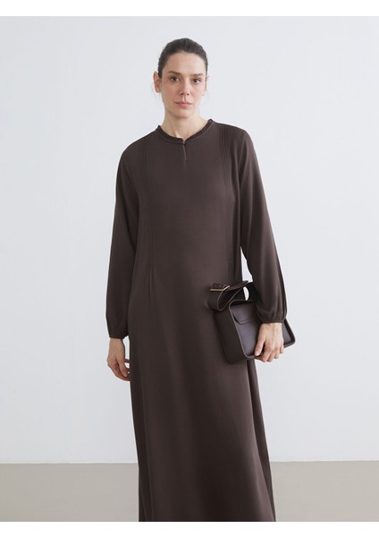 Yeni Sezon Fırfırlı Bisiklet Yaka Pile Detaylı Elbise fiyatları