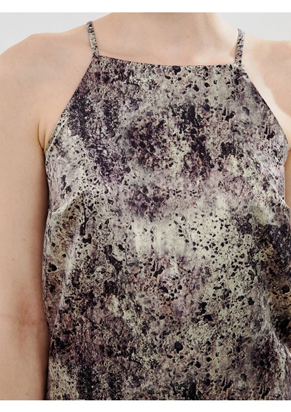 Yeni Sezon Halter Yaka Desenli Askılı Elbise modelleri