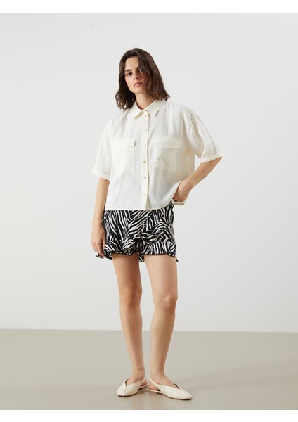 Yeni Sezon Beli Lastikli Dokulu Kadın Şortlu Etek