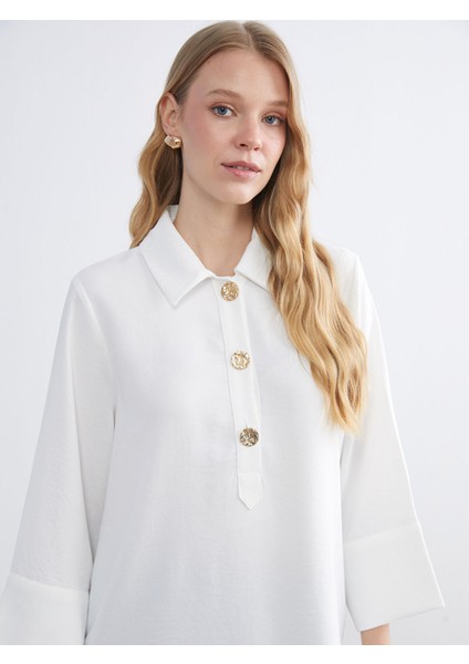 Yeni Sezon Gömlek Yaka Oversize Kadın Tunik