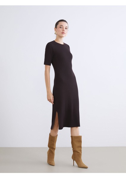 Yeni Sezon Bisiklet Yaka Triko Elbise