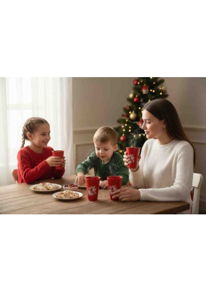 Yılbaşı Resimli Plastik Bardak 12 Ad Kırmızı fiyatları