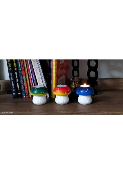 3'lü Mantar Mumluk Şamdan Seti Dekorasyon Parti Süsü Tealihgt