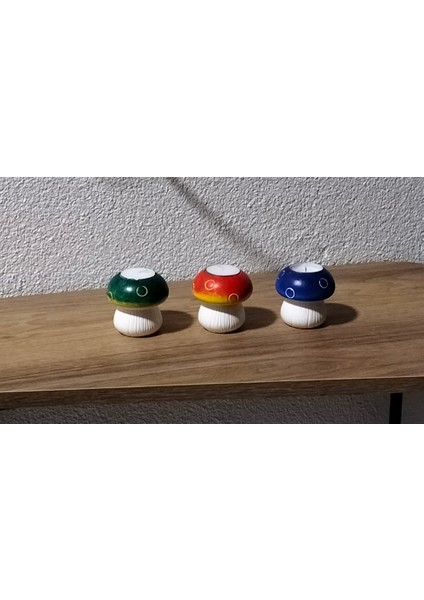 3'lü Mantar Mumluk Şamdan Seti Dekorasyon Parti Süsü Tealihgt modelleri