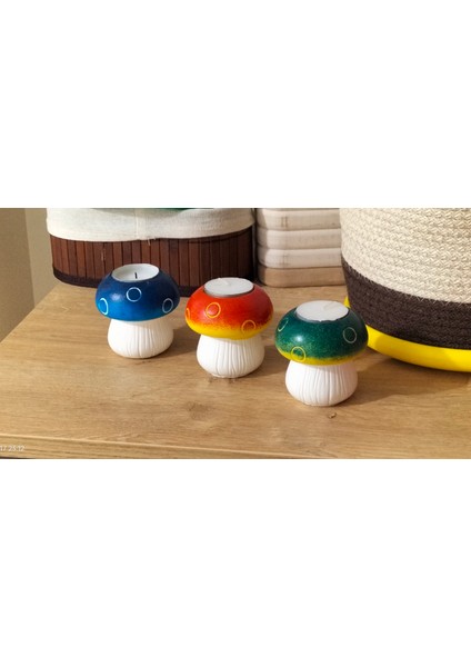 3'lü Mantar Mumluk Şamdan Seti Dekorasyon Parti Süsü Tealihgt indirimleri