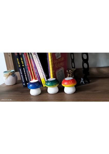 3'lü Mantar Mumluk Şamdan Seti Dekorasyon Parti Süsü Tealihgt