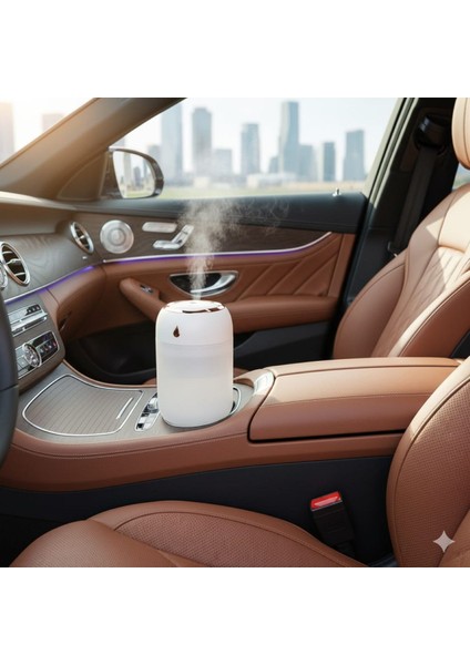 Type-C Girişli, 300ML Kapasiteli Araç Içi Mini Nemlendirici ve Rgb Aroma Difüzörü