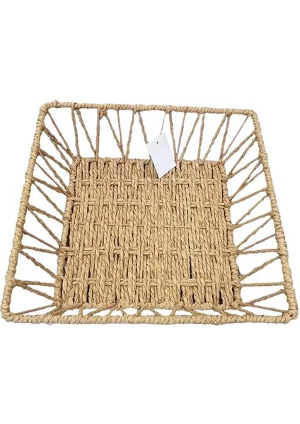 Doğal Örgü Kare Sepet