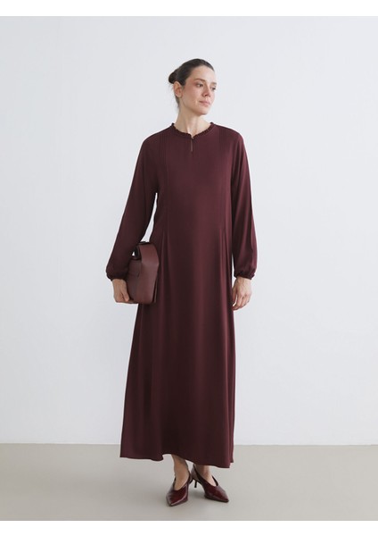 Yeni Sezon Fırfırlı Bisiklet Yaka Pile Detaylı Elbise fiyatları