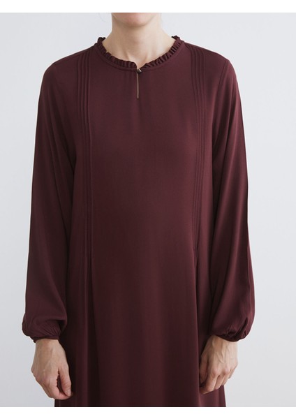 Yeni Sezon Fırfırlı Bisiklet Yaka Pile Detaylı Elbise modelleri