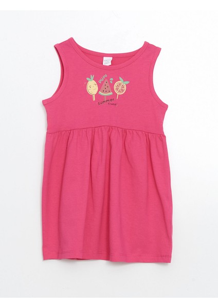 Yeni Sezon Bisiklet Yaka Çiçekli Kız Çocuk Elbise