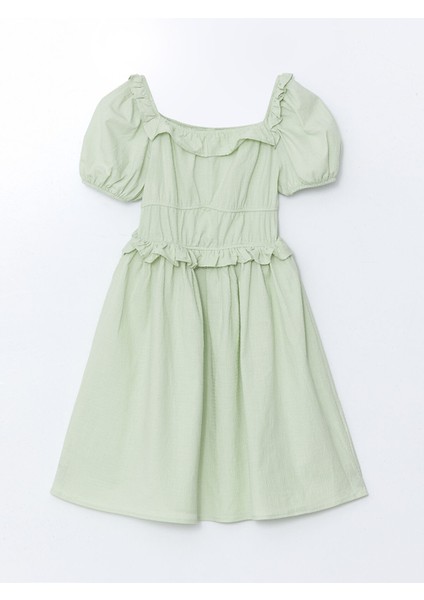 Yeni Sezon Kare Yaka Kız Çocuk Elbise