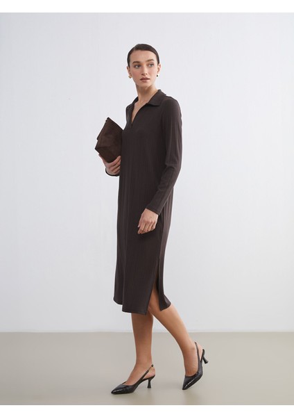 Yeni Sezon Polo Yaka Dokulu Elbise