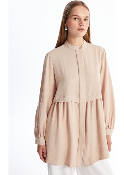 Yeni Sezon Kadın Hakim Yaka Düz Gömlek Tunik