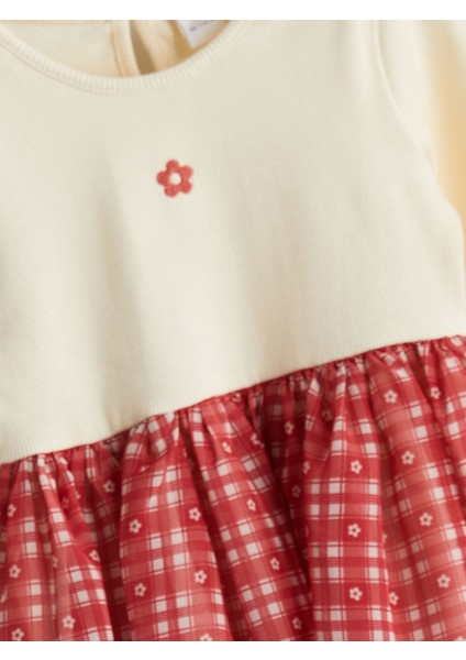 Yeni Sezon Bisiklet Yaka Çiçekli Kız Çocuk Kaşkorse Elbise fiyatları