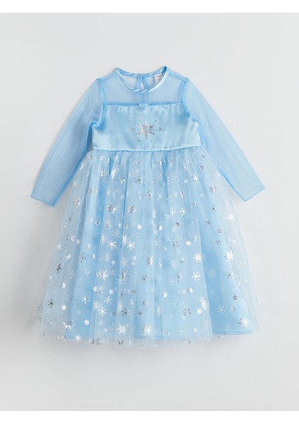 Yeni Sezon Bisiklet Yaka Kız Çocuk Tüllü Dantel Elbise