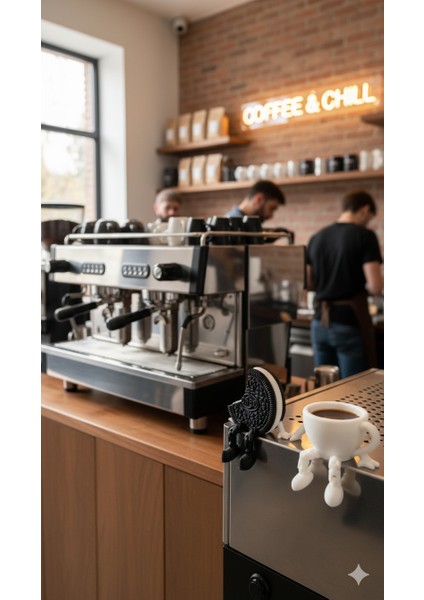 Hareketli Ayaklı Sevimli Kahve Fincanı & Yarım Oreo Figürleri - 3D Baskı Dekoratif 2 Adet fiyatları