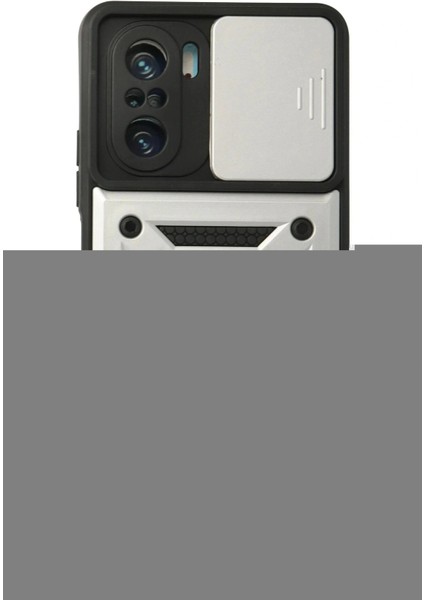 Xiaomi Poco F3 Kılıf Pars Lens Yüzüklü Silikon - Gümüş