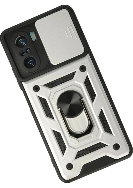 Xiaomi Poco F3 Kılıf Pars Lens Yüzüklü Silikon - Gümüş fiyatları