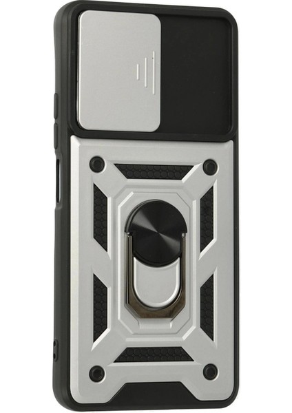 Xiaomi Poco F3 Kılıf Pars Lens Yüzüklü Silikon - Gümüş modelleri