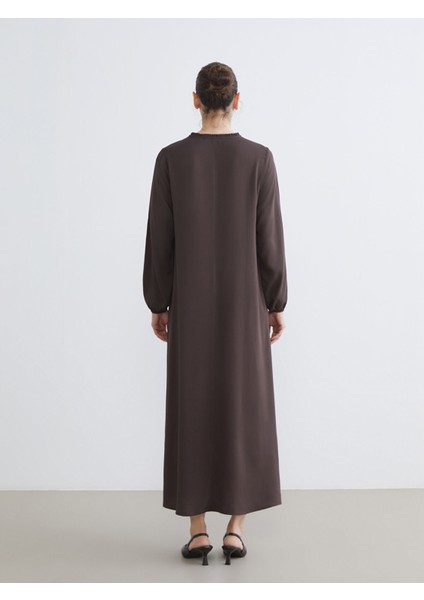 Yeni Sezon Fırfırlı Bisiklet Yaka Pile Detaylı Elbise fırsatları