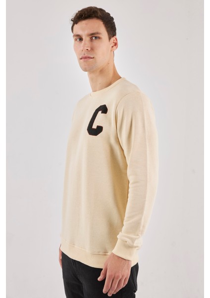 Boston Kırık Beyaz O-Yaka Sweatshırt