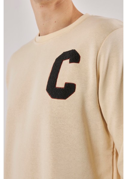 Boston Kırık Beyaz O-Yaka Sweatshırt