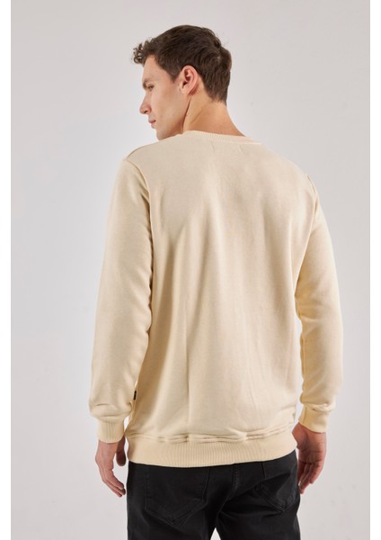 Boston Kırık Beyaz O-Yaka Sweatshırt