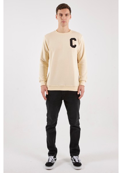 Boston Kırık Beyaz O-Yaka Sweatshırt