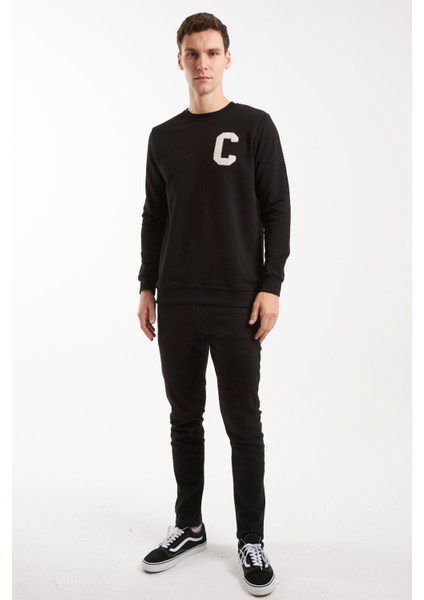 Boston Siyah O-Yaka Sweatshırt